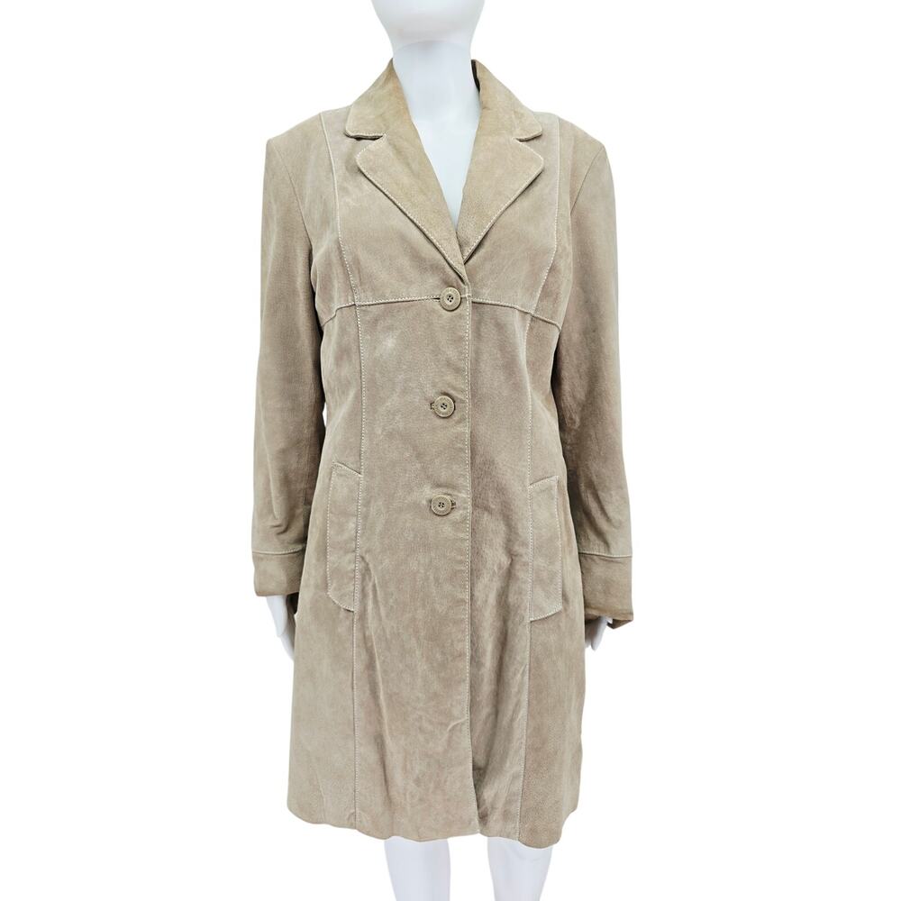 Wilsons Leather Y2K Women's Trench Coat Jacket Tan M